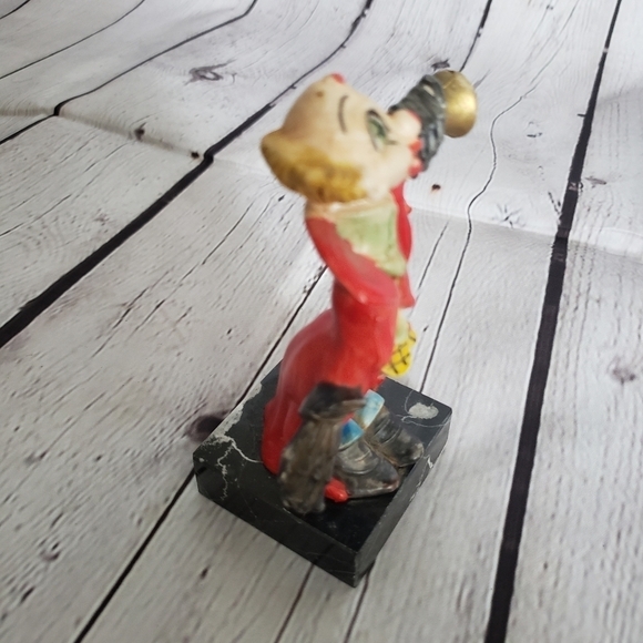 Vintage Clown Figurine Playing Horn Made in Italy Carrara Marble Base - Picture 7 of 11